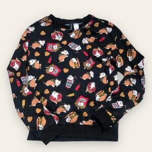 H&M black fast food cat print sweatshirt XS